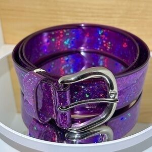 Purple Y2K Holographic Space Jelly Belt - XL